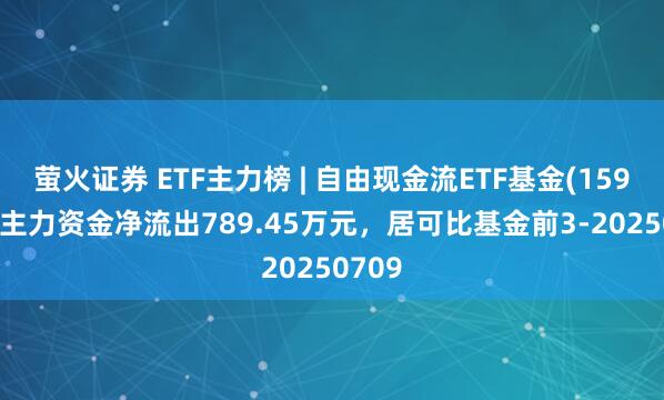 萤火证券 ETF主力榜 | 自由现金流ETF基金(159233)主力资金净流出789.45万元，居可比基金前3-20250709